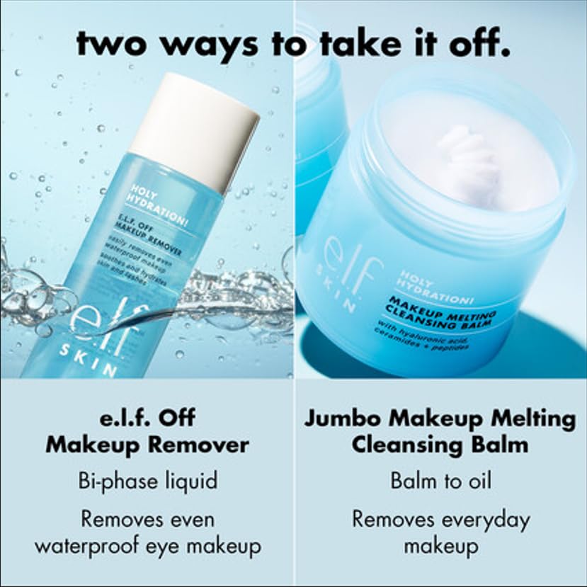e.l.f. SKIN Holy Hydration! Makeup Melting Cleansing Balm JUMBO, Face Cleanser & Makeup Remover, Infused with Hyaluronic Acid to Hydrate Skin, 3.5 Oz