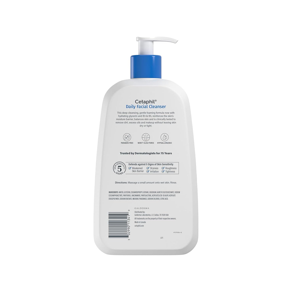 Cetaphil Face Wash, Daily Facial Cleanser for Sensitive, Combination to Oily Skin, 20 oz, Gentle Foaming, Soap Free, Hypoallergenic