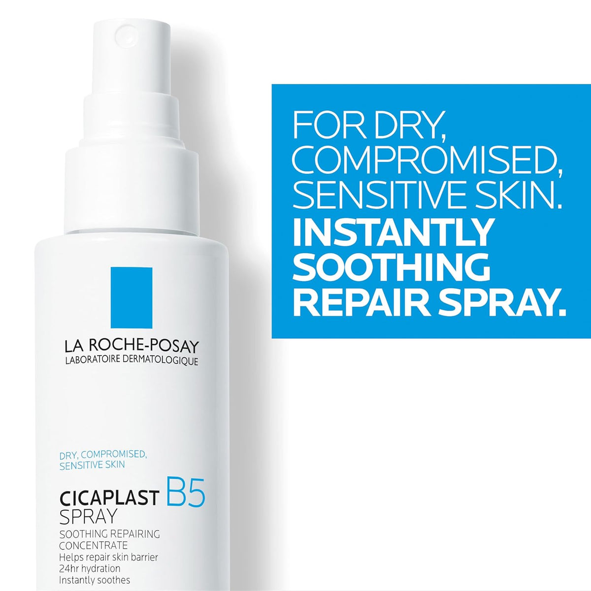 La Roche-Posay Cicaplast B5 Spray With Vitamin B5 Panthenol & Madecassoside, Hydrating Face Mist For Skin Barrier Repair, Soothing Touch-Free Face & Body Spray, Sensitive Skin & Dermatologist Tested