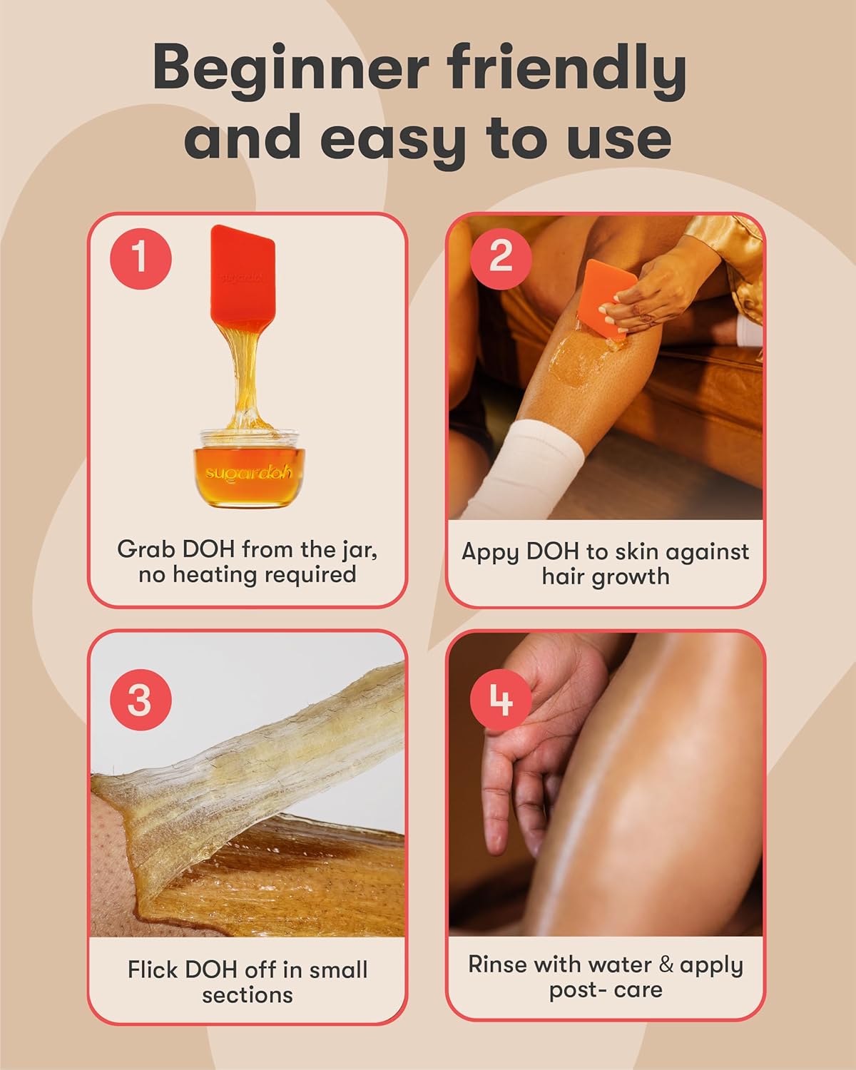 Sugardoh Sugar Waxing Kit for Women As Seen On Shark Tank (Mini Kit Firm) Face, Arms, & Legs, Sugar Wax Hair Removal- Sugaring Tiktok Viral Products- Bikini Wax Kit for Women - Sugaring Kit
