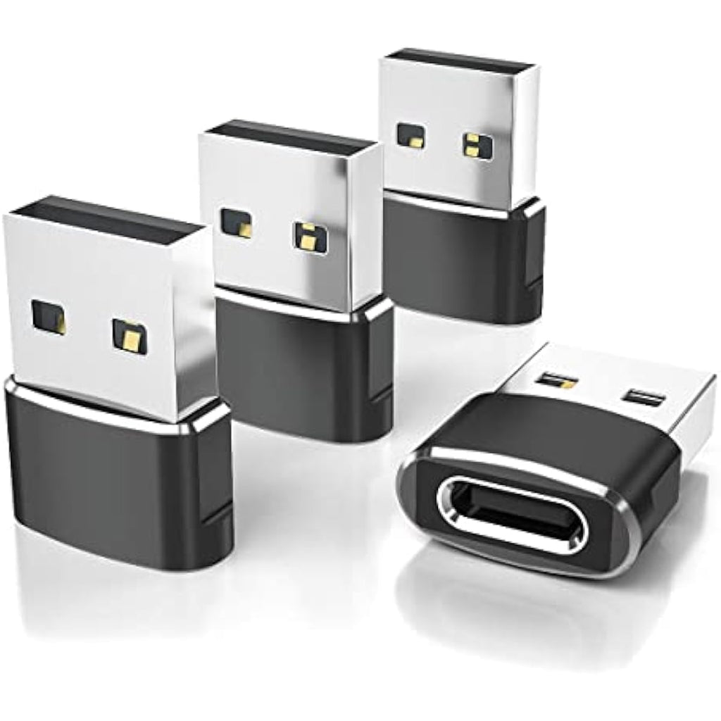 elebase usb to usb c adapter for iphone 17 4pack, usbc female to a male car charger adapter, black