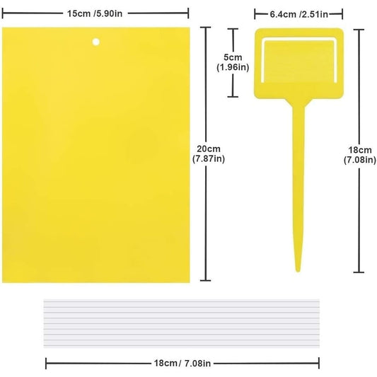 Gideal 20-pack yellow sticky traps for flying plant insects, 6x8 inches, 20pc twist ties included