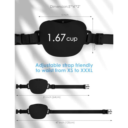 black dog treat pouch with training clicker, 1.67 cup silicone treat bag fanny pack, magnetic closure, waist belt for pet training walking