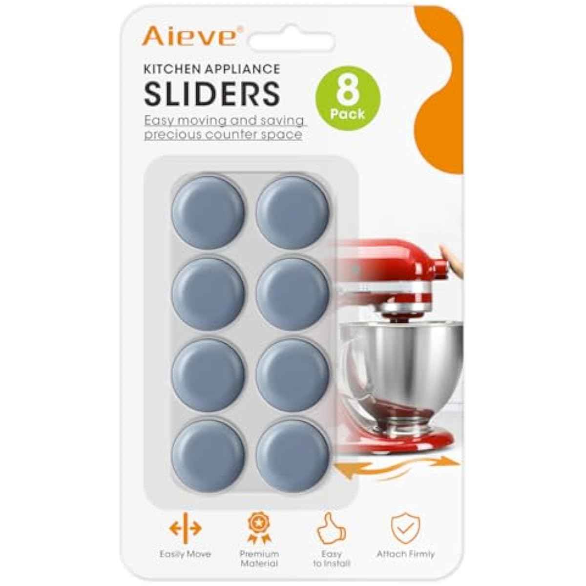 aieve 8 Pcs Appliance Sliders Small Self Adhesive Casters for Countertop