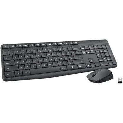 Logitech MK235 Wireless Keyboard and Mouse Combo for Windows, 2.4 GHz Wireless Unifying USB Receiver, 15 FN Keys, Long Battery Life, Compatible with PC, Laptop