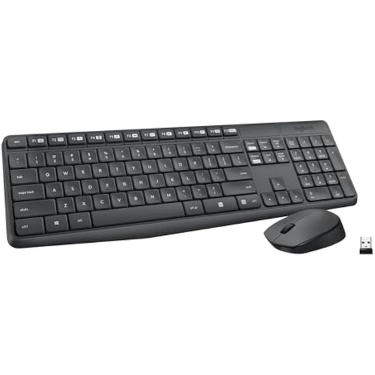 Logitech MK235 Wireless Keyboard and Mouse Combo for Windows, 2.4 GHz Wireless Unifying USB Receiver, 15 FN Keys, Long Battery Life, Compatible with PC, Laptop