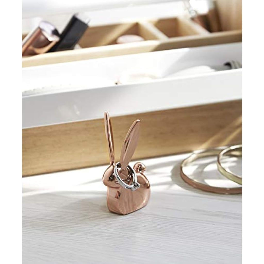 Umbra Anigram Bunny Ring Holder in Copper Finish, Small, Compact, Modern Animal Shape
