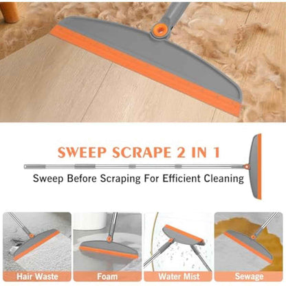 54 inch adjustable multifunction silicone floor squeegee broom for bathroom kitchen tile pet hair cleaning