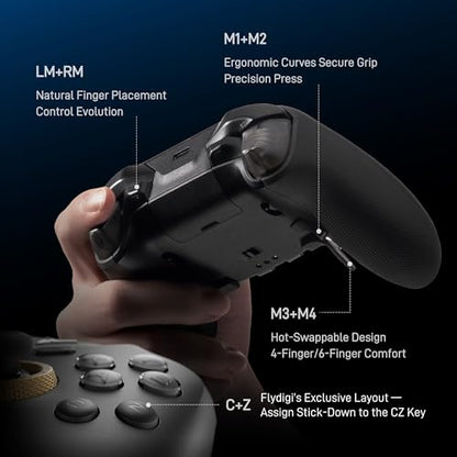 FLYDIGI Vader 5 Pro PC Controller, FORCEFLEX Joysticks, 3ms Ultra-Low Latency, FORCESWITCH Triggers, 8 Extra Buttons, Triggers & Grips Vibration, 1000mAh Battery, PC/NS/Android/TV