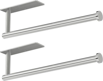 Wall-Mounted Kitchen Roll Dispenser in Brushed Nickel or Self-Adhesive, SUS304 Stainless Steel, Under Cabinet