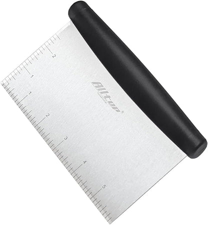 ALLTOP Bench Scraper & Chopper for Kitchen - Ideal Baking Essential Utensil,Stainless Steel Pastry/Dough/Food Cutter Tool for Cake Pizza Bread,Cooking - 1 Pack,Black