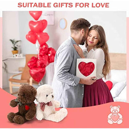 Small Teddy Bear with Heart Cute Brown Teddy Bear Stuffed Animal Soft Stuffed Bear Plush Bear Plushie Toys Gifts for Girlfriend Boyfriend Kid