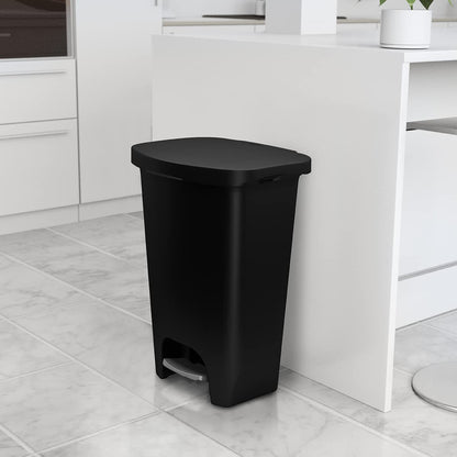 Glad 13 Gallon Trash Can | Plastic Kitchen Waste Bin with Odor Protection of Lid | Hands Free with Step On Foot Pedal