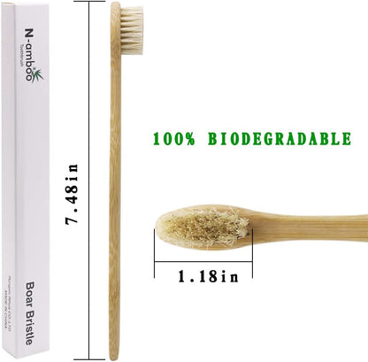 Bamboo Toothbrush Boar Bristles 100% Biodegradable and Natural 8 Pieces of One Pack