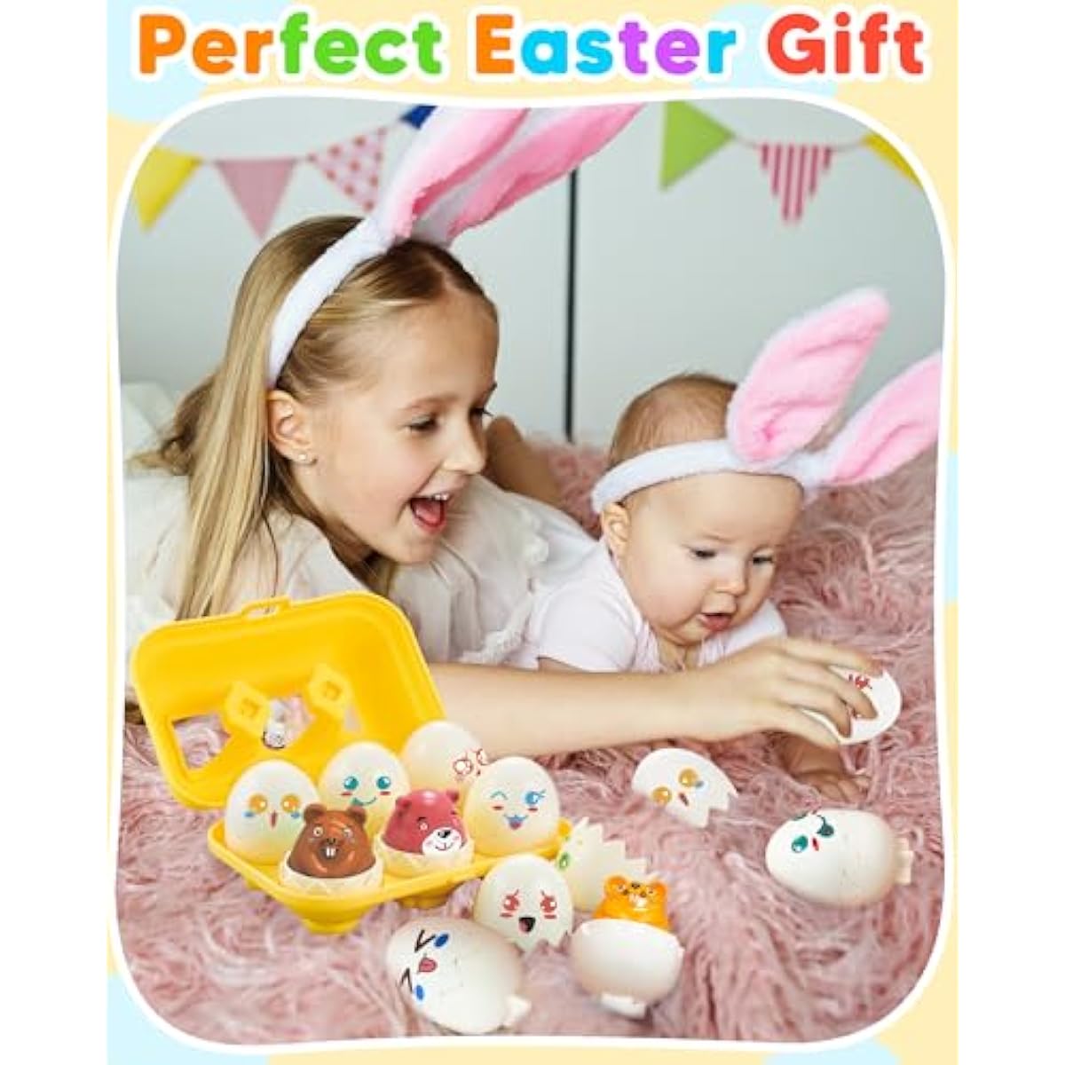 Easter Egg Toys for Toddlers 1-3, Easter Basket Stuffers for Toddlers 1-3 Prefilled Easter Eggs with Toys Inside, Matching Sensory Eggs Toys, Easter Gifts for 3 Year Old Girls Boys