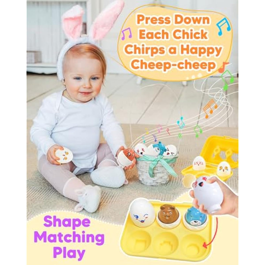 Easter Egg Toys for Toddlers 1-3, Easter Basket Stuffers for Toddlers 1-3 Prefilled Easter Eggs with Toys Inside, Matching Sensory Eggs Toys, Easter Gifts for 3 Year Old Girls Boys