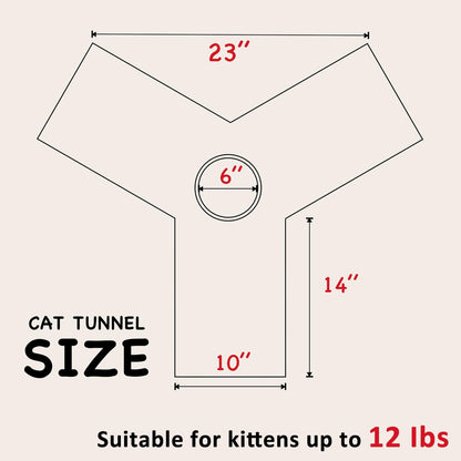 Tempcore Pet Cat Tunnel Tube Cat Toys 3 Way Collapsible, Tunnels for Indoor Cats，Kitty Bored Peek Hole Toy Ball Cat, Puppy, Kitty, Kitten, Rabbit