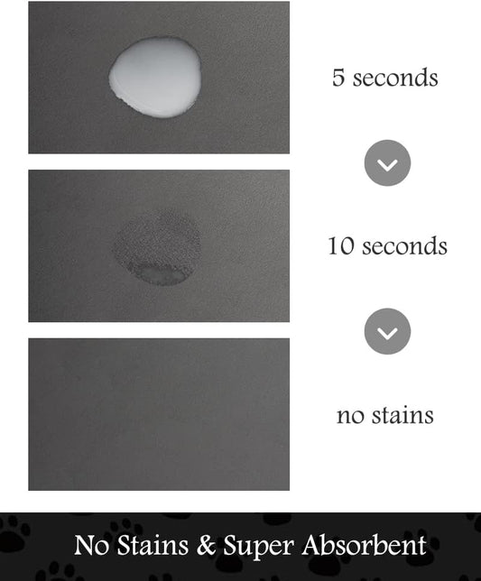 Pet Feeding Mat-Absorbent Dog Mat for Food and Water Bowl-No Stains Quick Dry Dispenser Mat-Dog Accessories Pet Supplies-Water Bowl for Messy Drinkers（Darkgrey,12"x19"