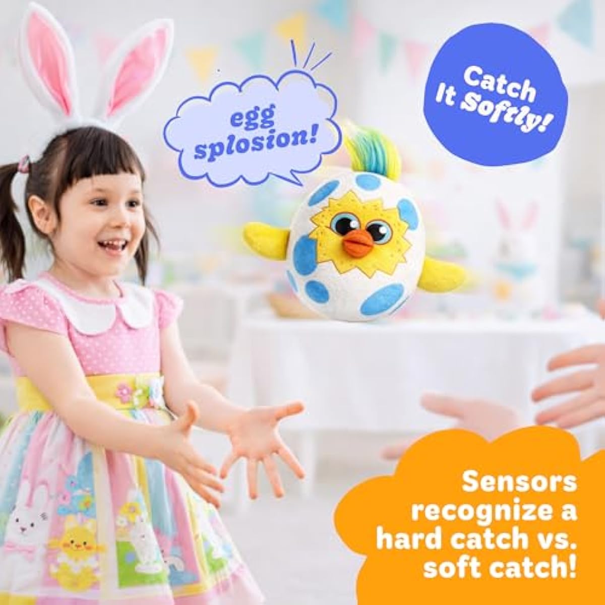 Move2Play, Easter Egg Toss Kids Game | Easter Basket Stuffer & Gift for Kids Ages 3-8+ | Hilarious Indoor/Outdoor Game | Fun Easter Toy for Toddlers, Boys & Girls