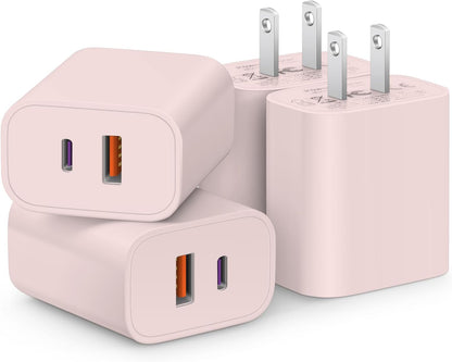 [4 Pack] USB C Charger Block Fast Charging Multiport Adpater [PD 20W USB-C & QC 3.0 USB-A Port] for i Phone 17/16/15/14/13/12/11/X/8, i Pad, Galaxy, Google, Galaxy & More - Rayz Mart
