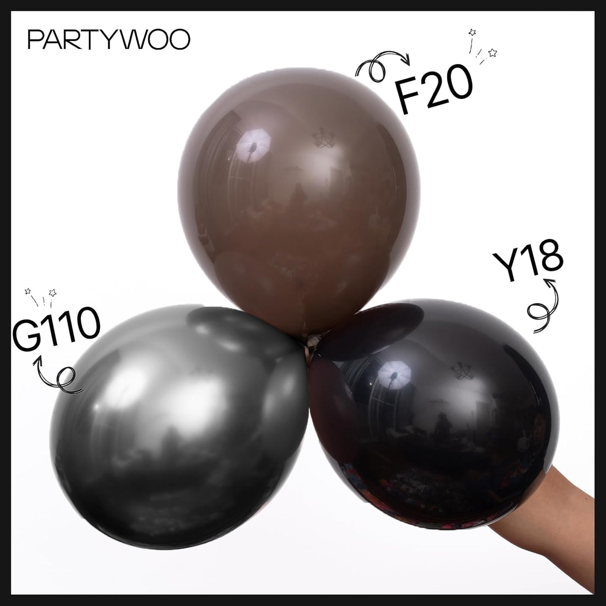 PartyWoo Black Balloons 155 pcs Different Sizes of 18 12 10 5 Inch Black Balloons Arch Kit Garland for Baby Shower Birthday Graduation Casino Gaming Anniversary Race Car Party Decorations Black-Y18