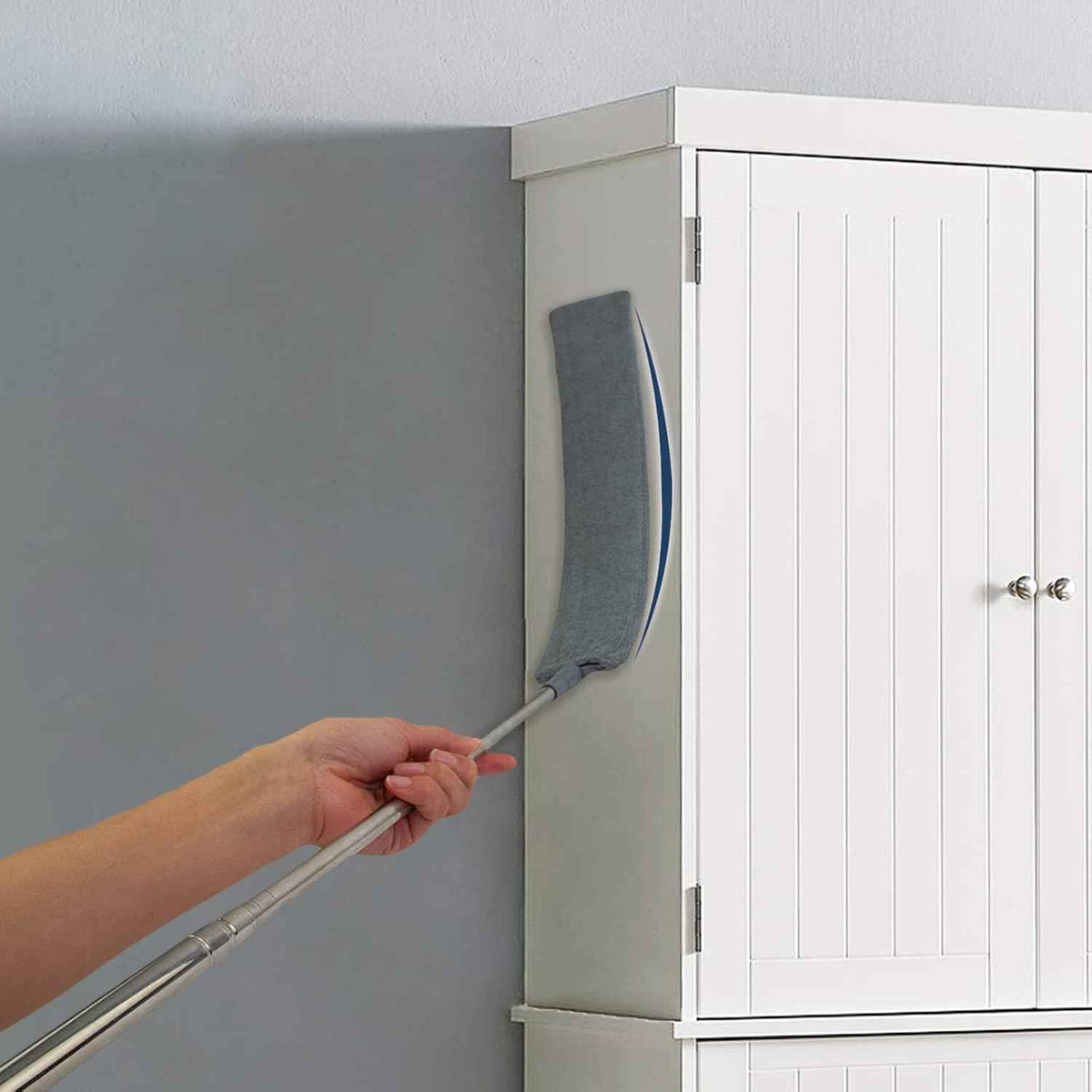 Retractable Gap Dust Cleaner with Extension Pole, Cleaning Tools with 3 Microfiber Dusting Cloths, Extendable Long Handle Duster for Cleaning Under Refrigerator Furniture Appliance