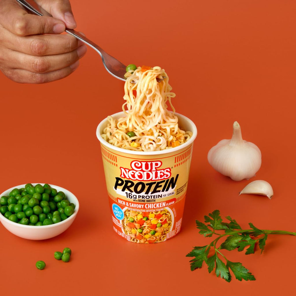 Nissin Cup Noodles Protein Ramen Chicken Flavor 16g Protein 2.54 Ounce Cup Pack of 6
