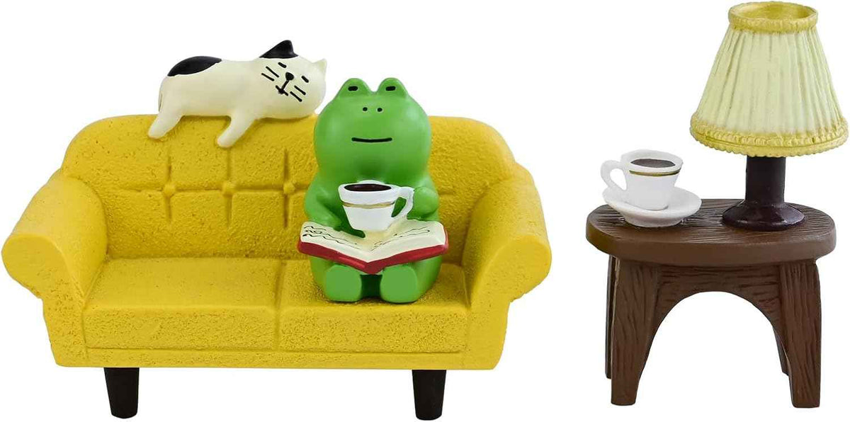 Cute Cat Playing Phone on Sofa and Drinking Coffee Figurine for Office Home Decor - Cute Cat Gift for Cat Lovers