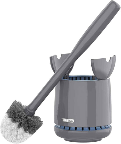 MR.SIGA Toilet Bowl Brush and Holder, Premium Quality, with Solid Handle and Durable Bristles for Bathroom Cleaning, White, 1 Pack