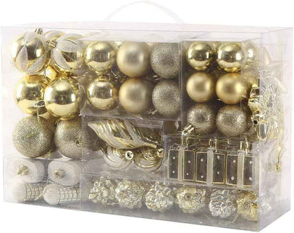 Sattiyrch 76ct Christmas Tree Ornaments Set,Golden Shatterproof Christmas Balls Decorations,Xmas Decorative Hanging Ornaments(Golden)