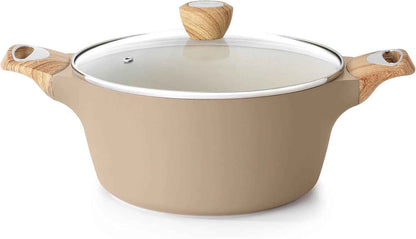 SENSARTE Ceramic Nonstick Stock Pot with Lid, 2.6/4.5/6.6/8.5 QT Soup Pot Casserole Pot, Non-toxic Healthy Pasta Pot, Large Cooking Pot Stew Pot, Induction Compatible, PFOA PFAS PTFE Free, White