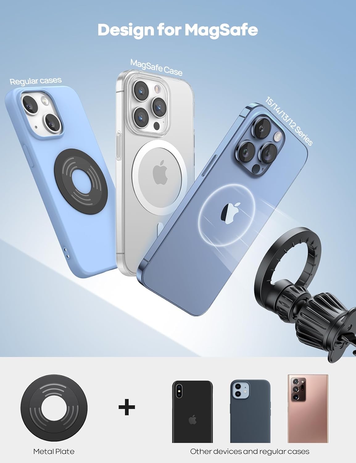 Lamicall for MagSafe Car Mount - [20 Super Magnets] Magnetic Car Phone Mount, Air Vent Phone Holder Car, Hands Free Cell Phone Holder Clip Car Accessories fit iPhone 17 16 15 14 13 Pro Plus Max - Zynora