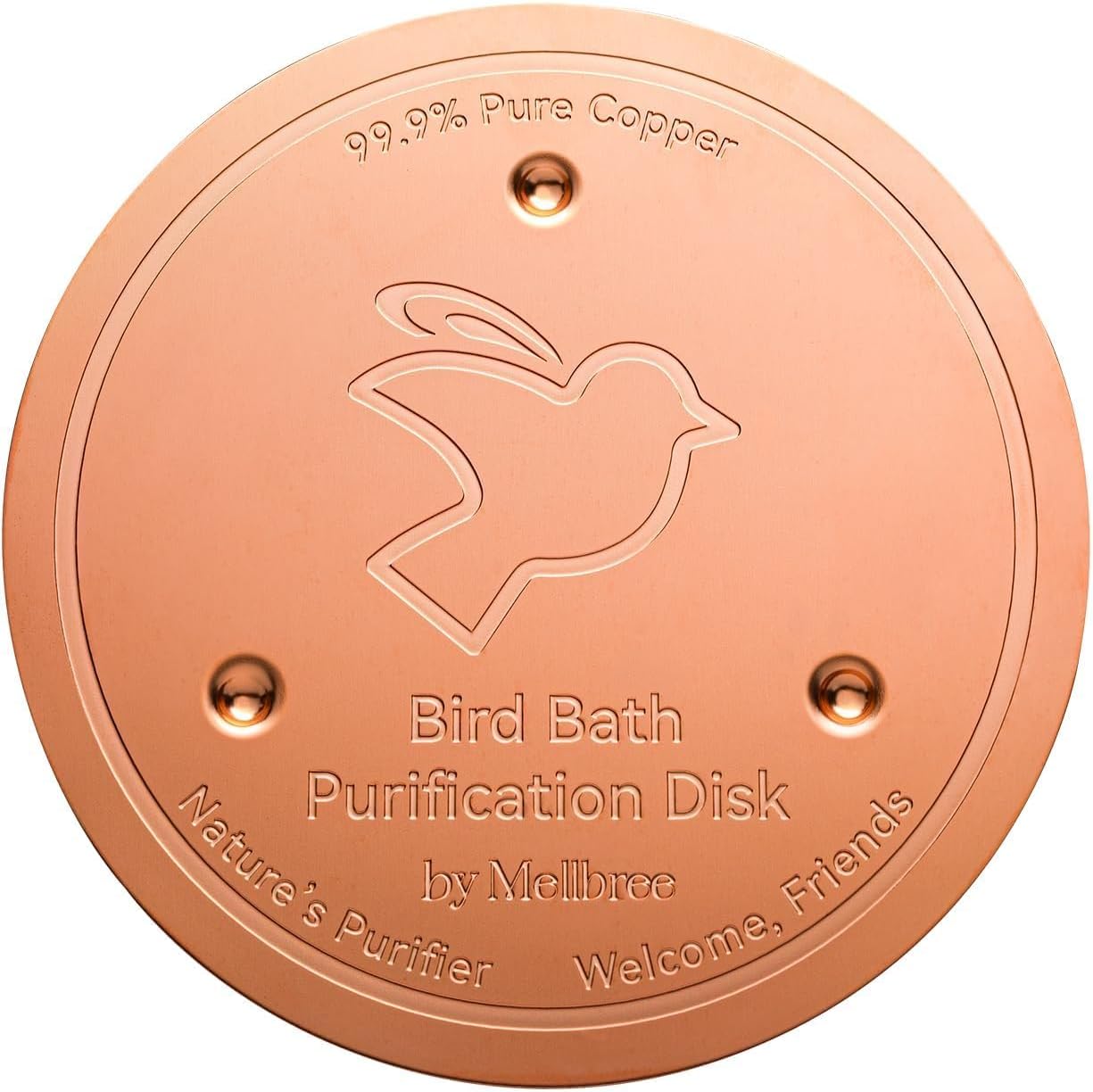 Mellbree Bird Bath Copper Disk, 0.6mm Reinforced 99.99% PLre Copper Cleaning Disk for Physical Safe Clean Water All-Season, Universal Fit for Outdoor Birdbaths, Bowl, Bird Bath Solar