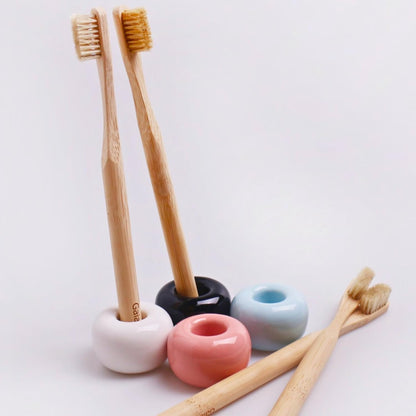 Gaia Guy Natural Bristle Bamboo Toothbrush (NO Nylon - Boar Hair ONLY) - Totally Compostable & Biodegradable Boar Bristle and Bamboo Toothbrushes - Zero Waste - 6-Pack