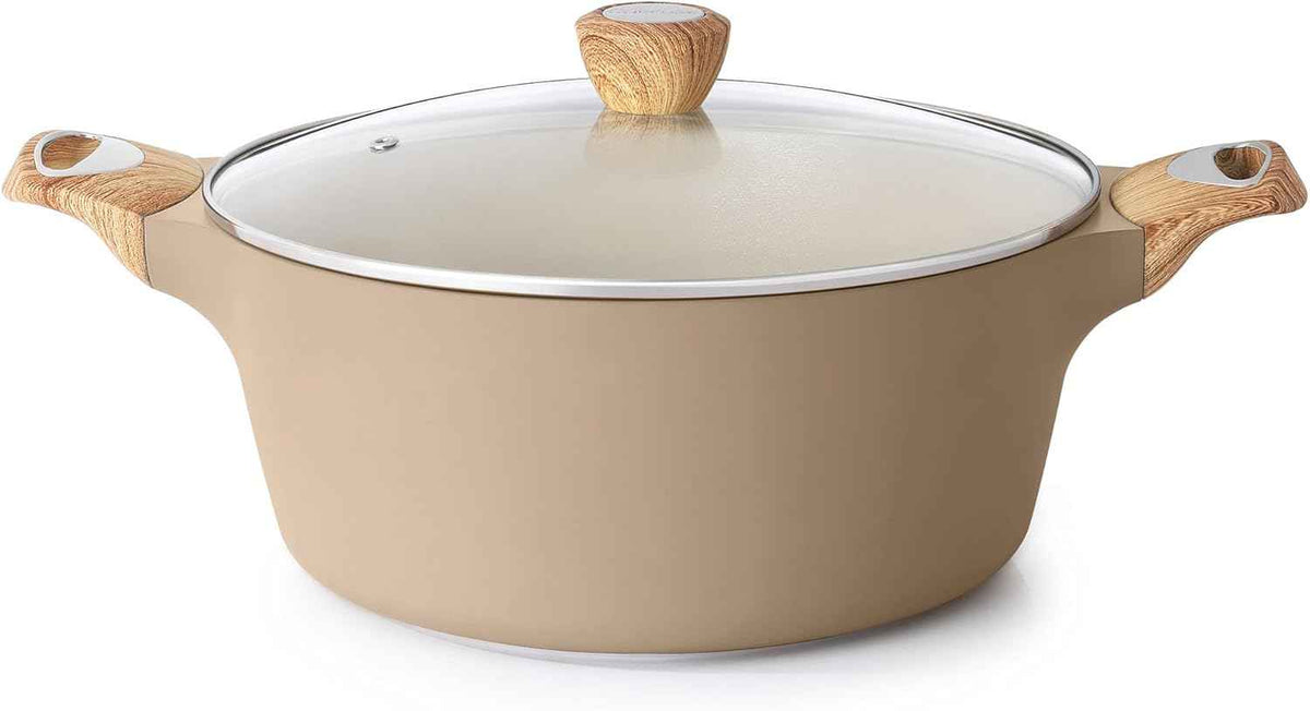 SENSARTE Ceramic Nonstick Stock Pot with Lid, 2.6/4.5/6.6/8.5 QT Soup Pot Casserole Pot, Non-toxic Healthy Pasta Pot, Large Cooking Pot Stew Pot, Induction Compatible, PFOA PFAS PTFE Free, White