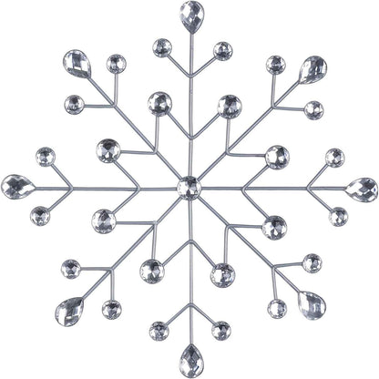hogardeck Metal Flower Wall Decor, 11inch Silver Metal Jeweled Wall Art Bling Crystal Home Décor, Sun Burst Rhinestone Wall Hanging Diamond Accents for for Indoor, Outdoor, Living Room, Bedroom