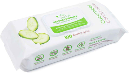 Best Pet Supplies Pet Wipes for Dogs - Dog Wipes Cleaning Deodorizing, for Coats, Ears, Paws - Hydrating, Aloe Vera