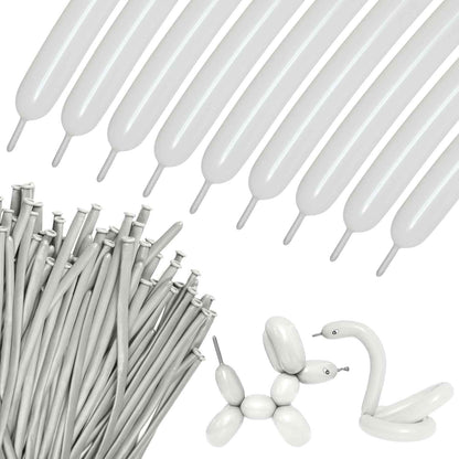 100Pcs 260 Balloons White Long Balloons for Balloon Garland Thickening Skinny Latex Twisting Balloon for Animals Modeling Christmas Birthday Wedding Party Decorations