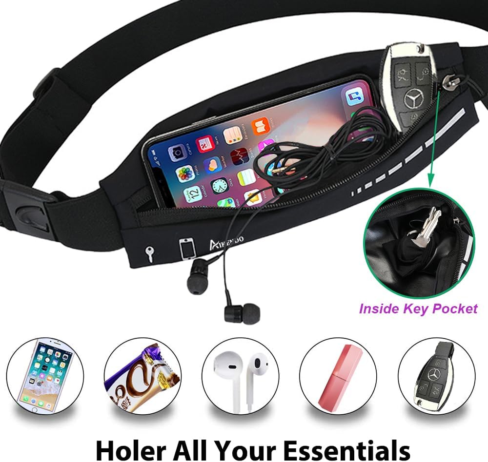 Slim Running Belt for Women Men,Runners Fanny Pack Phone Holder,Running Pouch Waist bag for Workout Jogging,Money Belt Running Gear Accessories