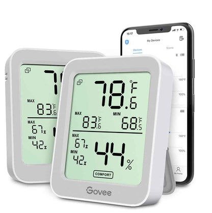 Govee Digital Hygrometer Indoor Thermometer Room H5075, Bluetooth Temperature Humidity Meter with 164ft Remote App Control, Notification Alerts, 2 Years Data Storage Export for Bedroom, Wine Cellar