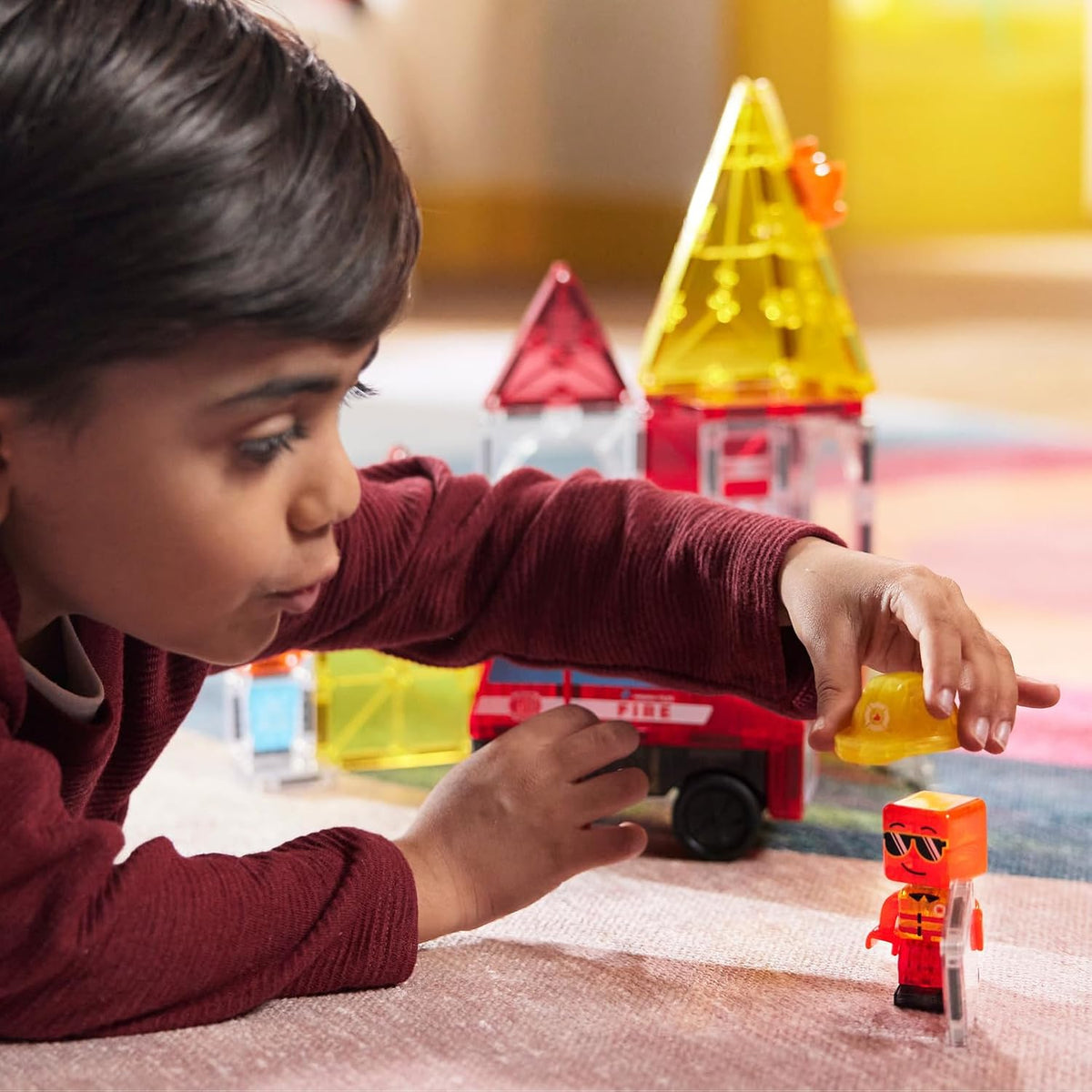 MAGNA-TILES Fire Rescue 27-Piece Magnetic Construction Set, The Original Magnetic Building Brand