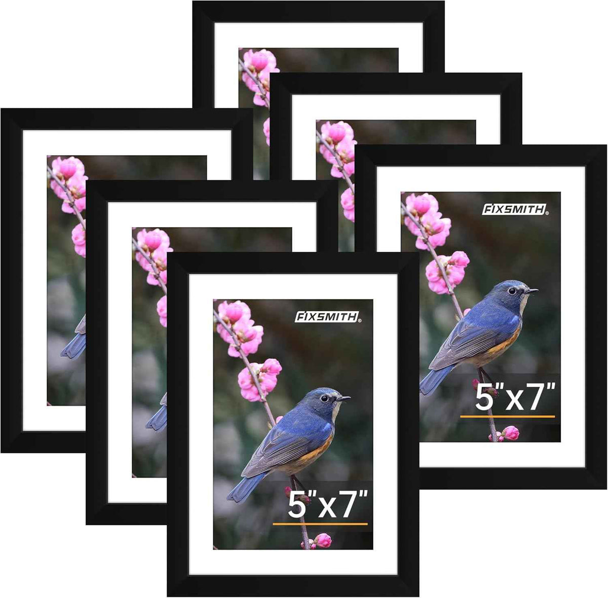 FIXSMITH 8x10 Picture Frame Set of 2, Photo Frame with HD Plexiglass, Display Pictures 5x7 with Mat or 8x10 Without Mat Multi Picture Frames Collage for Tabletop or Wall Display, Black