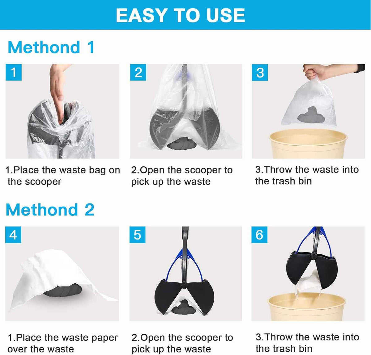 UPSKY Pooper Scooper for Large Small Dogs, Folding Dog Poop Scooper, Sturdy Spring and Premium Materials，Easy to Use for Grass, Dirt, Gravel Pick Up Shovel