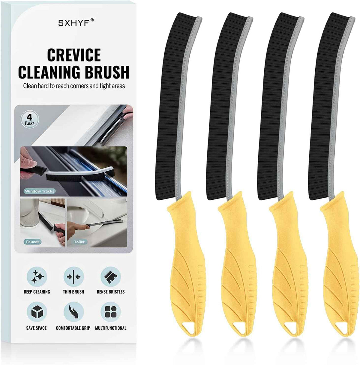SXhyf Crevice Cleaning Brush - Grout Scrub Brush, House Cleaning Supplies, Gap Cleaning Tools, Home Essentials, Gifts for Women Men, Hard Bristle Crevice Cleaner Brush for Household Use, Bathroom