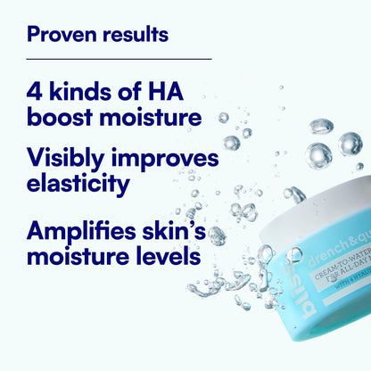 Bliss Drench & Quench Hyaluronic Acid Cream to Water Moisturizer | Lightweight Face Cream with 4 Types of Hyaluronic Acid for All Day Hydration and Plump Skin | Clean Vegan & Cruelty Free 1.7 fl oz