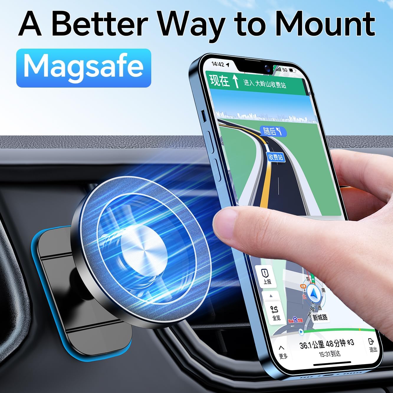 Kaistyle for Magsafe Car Mount‹ې20 Strong Magnets‹ÛÔMagnetic Phone Holder for Car Phone Holder Mount Dash Mounted Holders Cell Phone Holders for Your Car Accessories for Women Men for iPhone 17 16 15 14 - Zynora