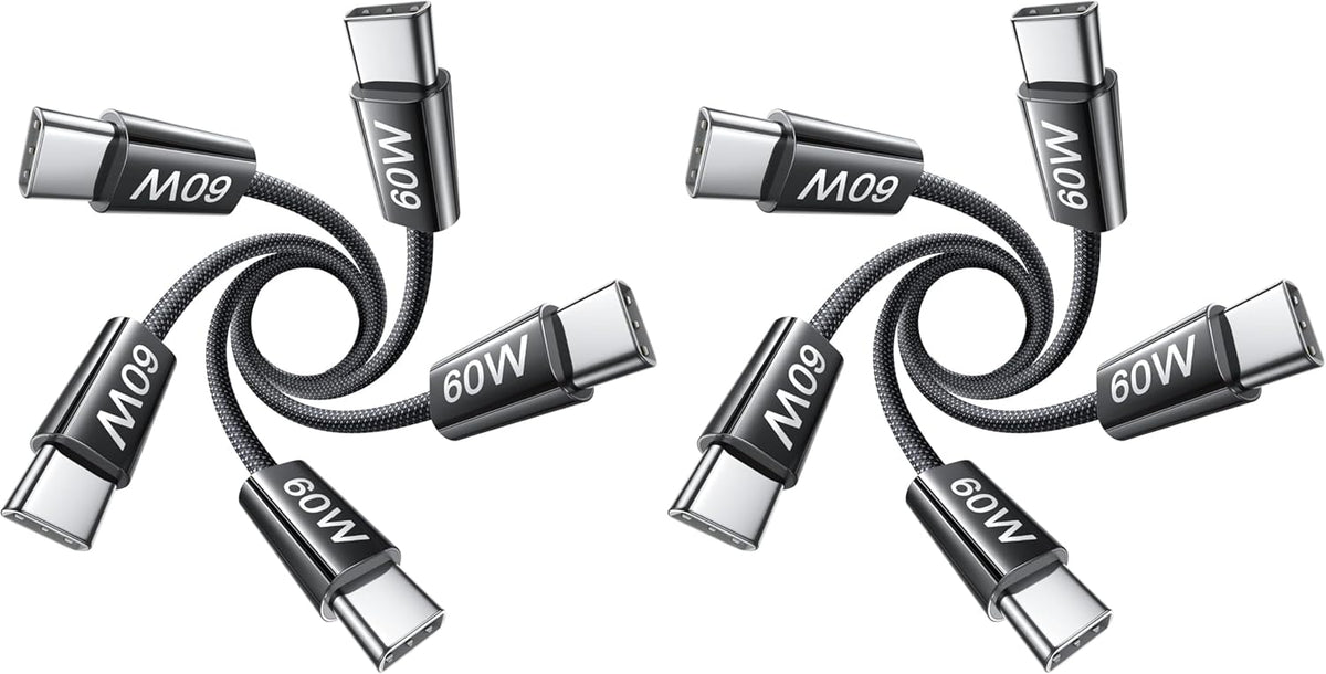 Lisen 5-pack usb c to c cable, 60w fast charging, 10ft for iphone 17, ipad, galaxy s25/s24