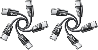Lisen 5-pack usb c to c cable, 60w fast charging, 10ft for iphone 17, ipad, galaxy s25/s24