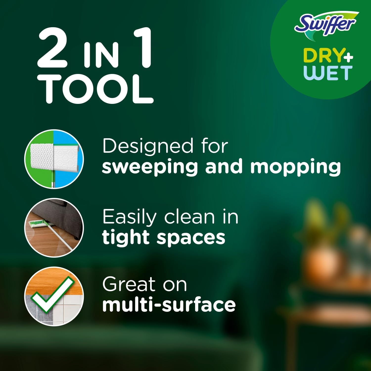 Swiffer Sweeper 2-in-1 Mops for Floor Cleaning, Dry and Wet Multi Surface Floor Cleaner, Sweeping and Mopping Starter Kit, Includes 1 Mop + 19 Refills, 20 Piece Set - Zynora