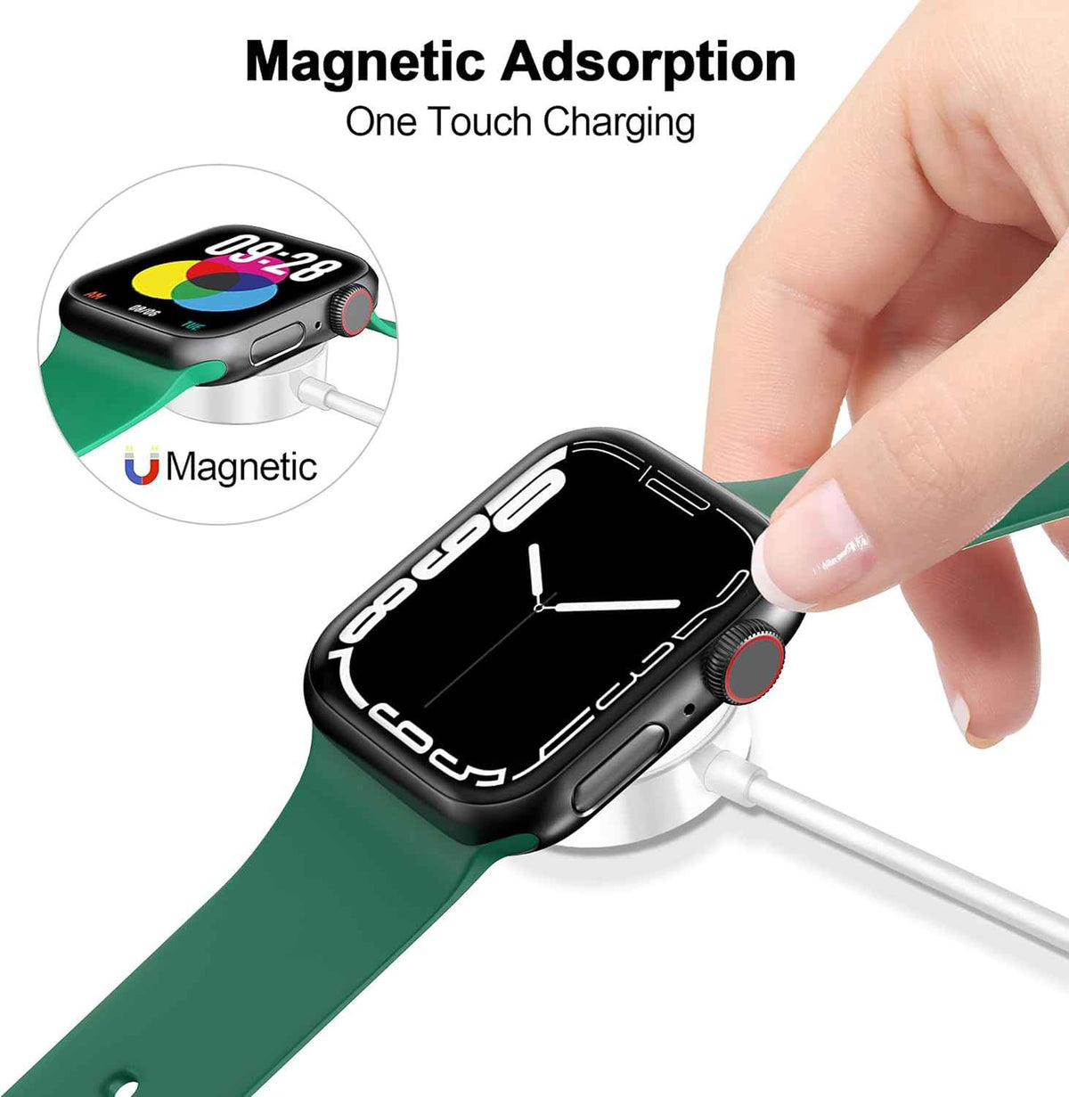 𝟐𝟎𝟐𝟔 𝐔𝐩𝐠𝐫𝐚𝐝𝐞𝐝 Magnetic Charging Cable for Apple Watch Charger,[USB C Port] Wireless Charging Cable Compatible with iWatch Series Ultra/10/9/8/7/6/SE/SE2/5/4/3/2[3.3FT]-White